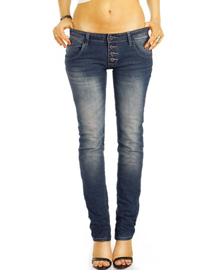 Low Waist Hüftjeans Hose im lockeren bequemen stretch straight cut Fit - Damen - j12L-3