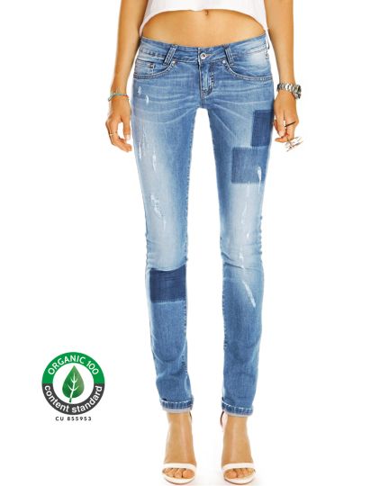Premium Hüftjeans aus Bio Baumwolle - Skinny Röhrenjeans Low Waist Jeanshose - Damen - Bio_002a