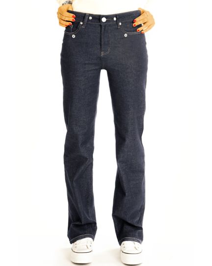 Medium waist Bootcut Jeanshose – dunkelblaue bequeme Stretchjeans legere Schlaghose - Damen - j44k