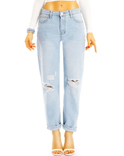 Lockere Mom Fit Boyfriend Jeans Hose bequeme High Waist Jeans Stretch - Damen - j6k-1