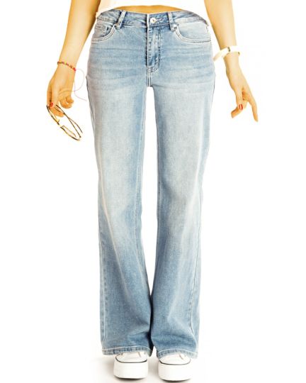 Boyfriend Jeans Hose, Baggy Loose Relaxed Fit, hellblaue Medium Waist Jeans - Damen - j32k