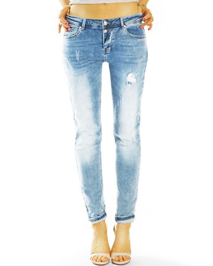 Hüftjeans destroyed Hose im lockeren bequemen stretch Relaxed Fit - Damen - j9l-1