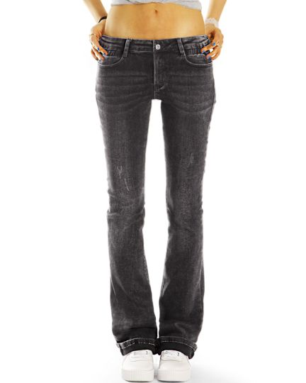 medium Waist Bootcut Stretch Jeans Hosen in grau Schlagjeans - Damen - j1k