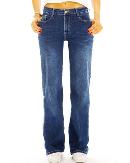 Medium waist straight cut Jeans regular denim stretch Hosen - Damen - j18e-1