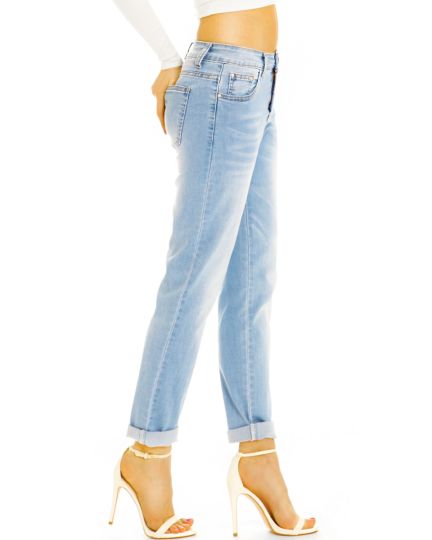 Medium waist lässige Mom Jeans Boyfriend Hose - Locker Bequeme Stretchjeans -  Damen - j16e-1