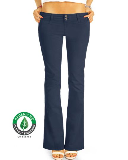 BE STYLED Premium Stoffhosen, Bootcut Chinos Hüfthosen aus Bio Organic Baumwolle, Damen -BIO-7