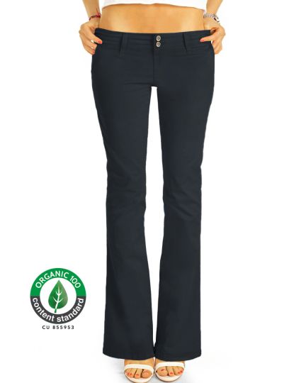 BE STYLED Premium Stoffhosen, Bootcut Chinos Hüfthosen aus Bio Organic Baumwolle, Damen -BIO-7
