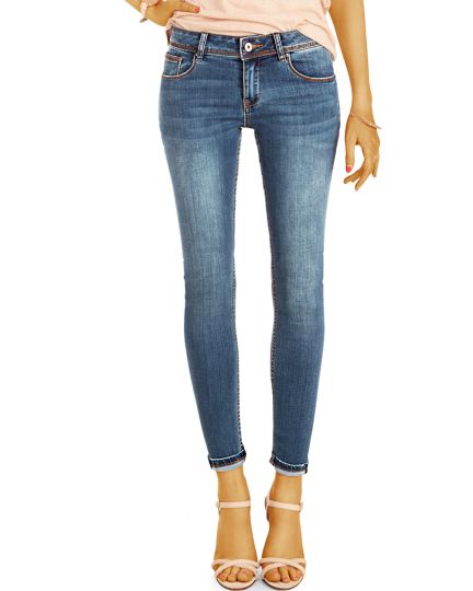 Super enge Slimfit Skinny Röhrenjeans - Hüftjeans Low Waist Strecht PushUp Hose - Damen- j26p