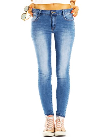 Röhrenjeans Skinny Fit Blue Jeans Medium Waist  Jeans aus Stretch Denim - Damen - j28k-1