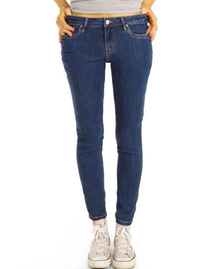 Hüftjeans Skinny Hose - Stretch dunkelblaue & hellblaue slim Röhrenjeans - Damen- j27p-1