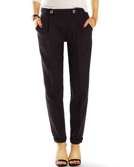 Elegante Stoffhosen, tapered Bundfaltenhosen, Stretch Businesshosen - Damen - j8r-1
