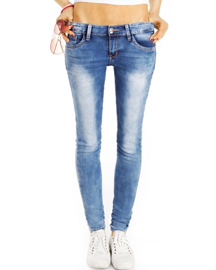 Hüftjeans Low Waist Stretch Röhrenjeans stonewashed - used vintage skinny hosen- Damen - j1e