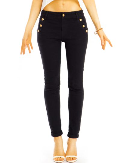 Medium waist slim fit Jeans stretchige bequeme Hosen mit Knopfleisten - Damen - j3p