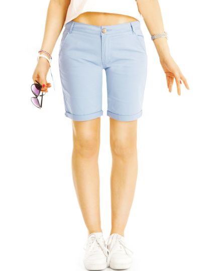 Sommer Low waist Chino Stoff Shorts - Kurze lockere Hosen mit niedriger Leibhöhe - Damen - j5L-2