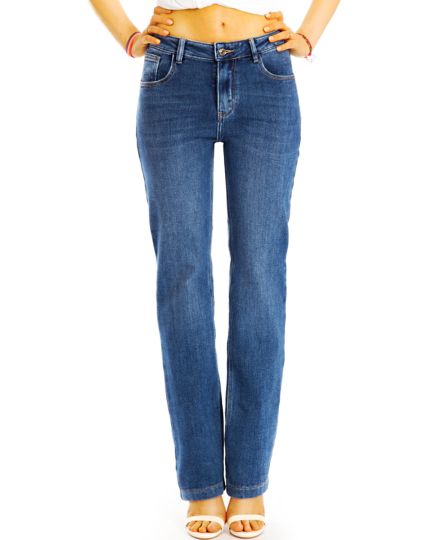 Medium waist gerade geschnittene Jeans denim stretch Hosen bequeme loose fit Damenjeans - Damen - j16k-4