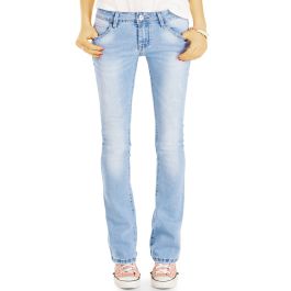 Damen Geblümte Schlagjeans - High-Waisted & Entspannte Passform